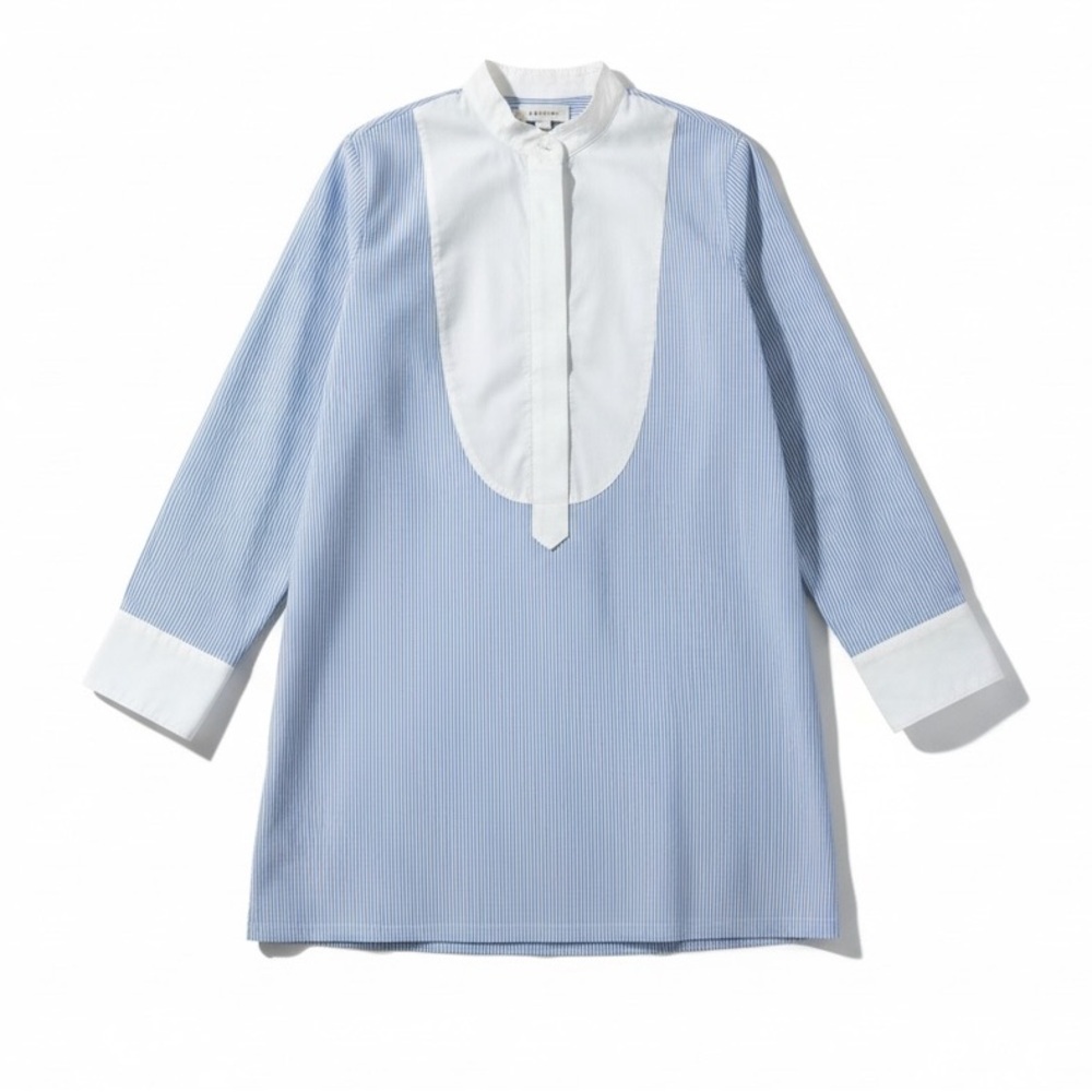 LORIBLU MADE IN ITALY SHIRT DRESS WITH WHITE AND BLUE STRIPES| size L